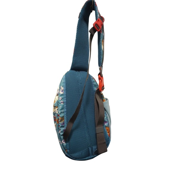 Vera Bradley Coleman Sling Bag Teal Floral Print Crossbody Backpack - Picture 6 of 7